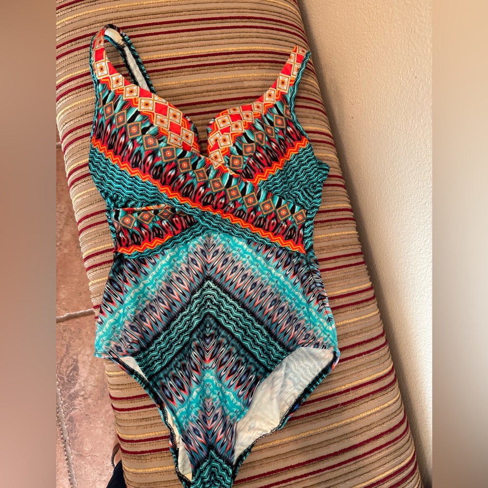Miraclesuit Multicolor Patterned One Piece Criss Cross Swimsuit